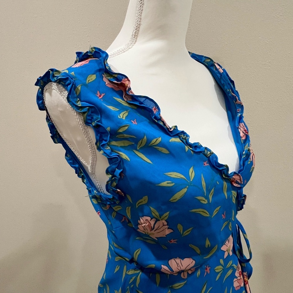 Lulu's Vibrant Blue Floral Mini Dress 0012 - Picture 5 of 6